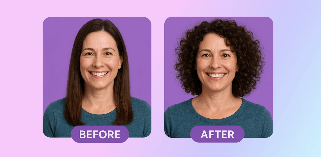 Before and after hairstyle transformation